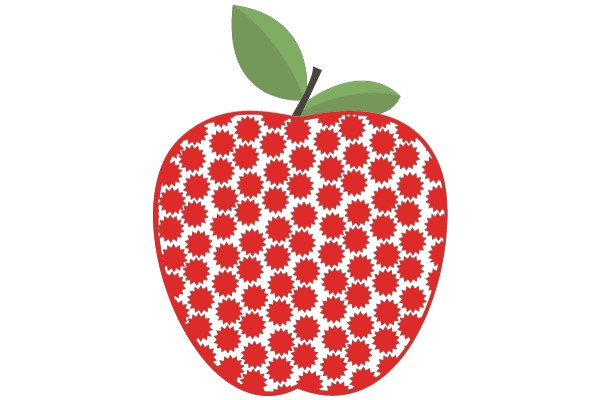 Vibrant Red Apple with a Pattern of Red and White Circles