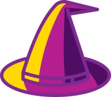 Vibrant Purple and Yellow Wizard's Hat