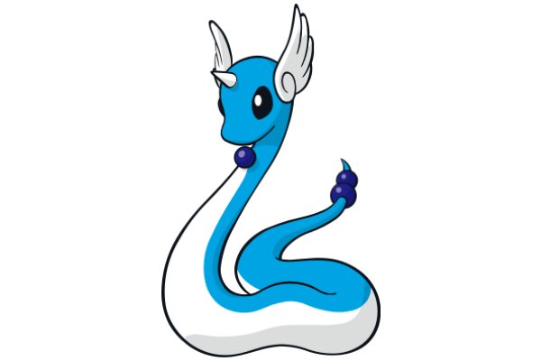 Pixilated Artwork: A Blue Snake with Antlers