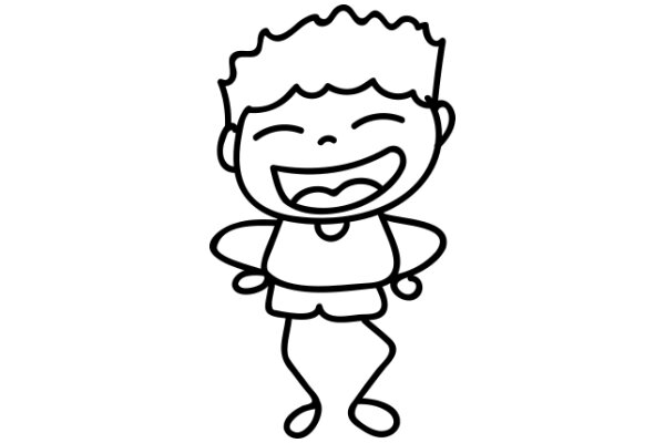 A Simple Line Drawing of a Happy Cartoon Character