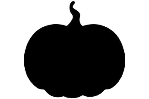 A Solid Black Silhouette of a Pumpkin with a Stem