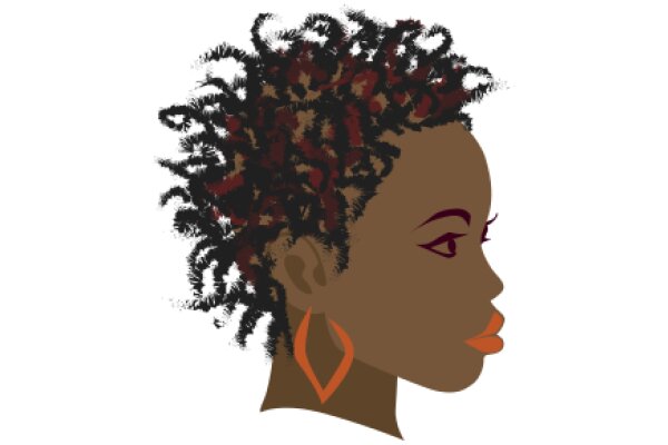 Stylized Portrait of a Woman with Curly Hair and Orange Lips