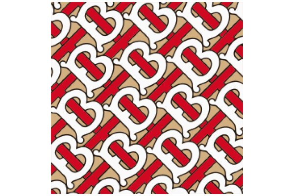 Elegant Pattern of Red and White 'B's on a Beige Background