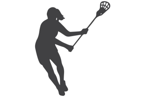 A Silhouette of a Person Catching a Ball with a Stick