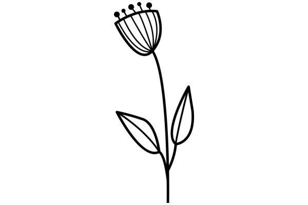 Simplistic Line Drawing of a Flower