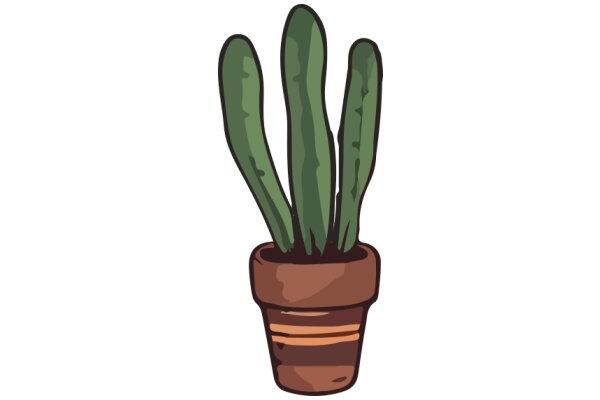 A Cartoon Illustration of a Cactus in a Pot