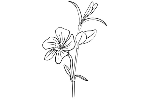 Line Drawing of a Flower and Stem