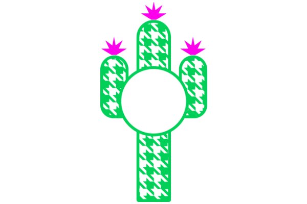 Vibrant Cactus Logo with a White Center and Pink Flowers