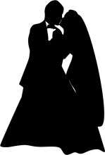 Silhouette of a Couple Embracing in a Black and White Silhouette