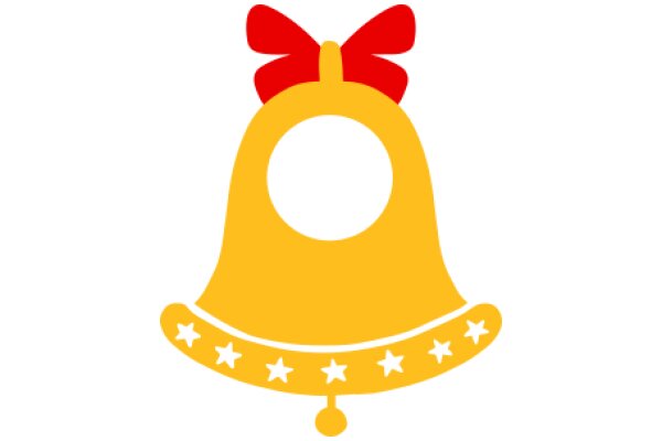 Vibrant Yellow Bell with a Red Bow and Stars