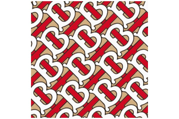 Elegant Pattern of Red and White 'B's on a Beige Background