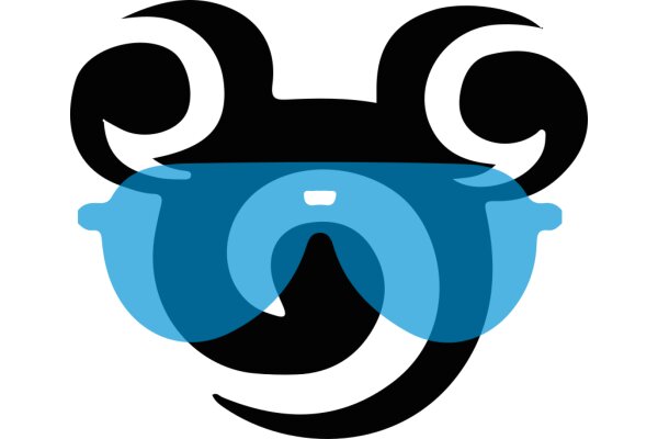 Stylized Logo of a Blue Mask with Black Horns