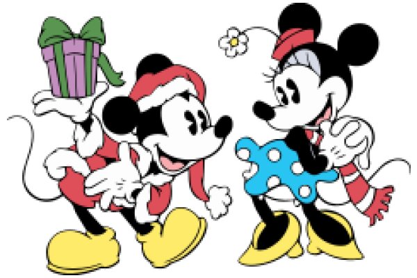 A Festive Encounter: Mickey Mouse and Minnie Mouse Celebrate the Holidays