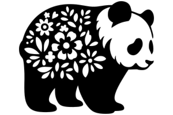 Stylized Panda Design with Floral Patterns