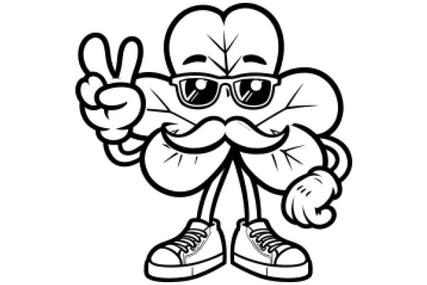 Stylish Cartoon Character with a Peace Sign and Sunglasses