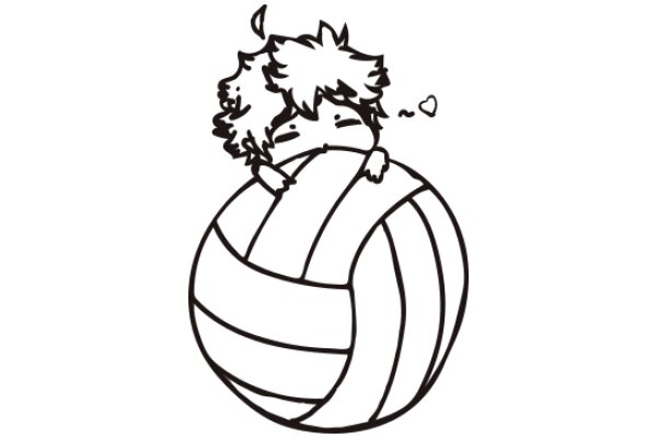 A Heartwarming Illustration of a Volleyball and a Dog