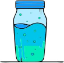 A Blue Jar of Water on a White Background