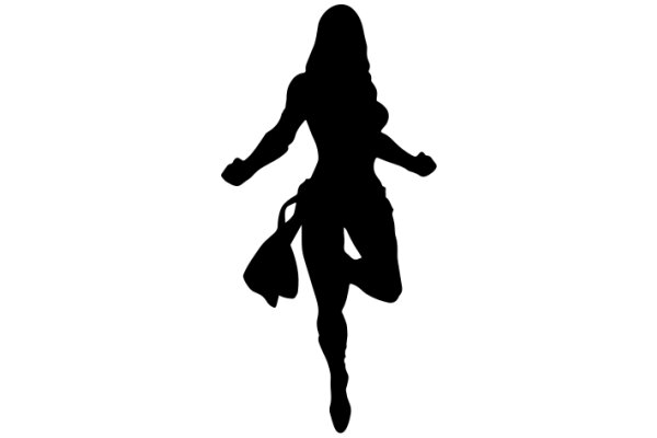 Silhouette of a Female Superhero in Flight