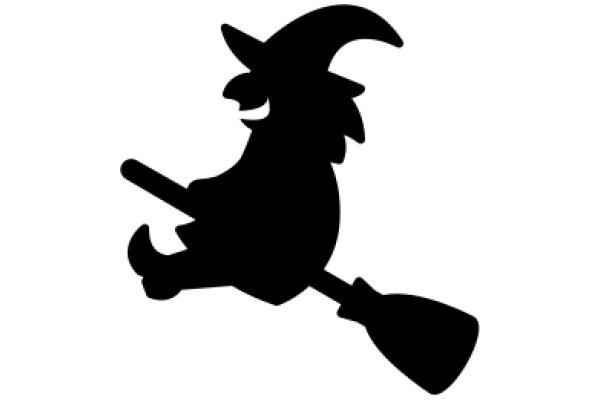 Silhouette of a Wizard on a Broomstick