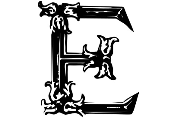 Stylized Letter 'E' with Intricate Designs