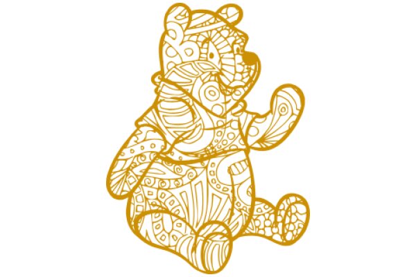 A Golden Bear: A Hand-Drawn Illustration of a Stylized Bear