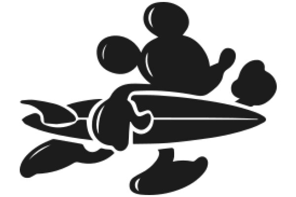 Whimsical Illustration of a Surfing Mickey Mouse