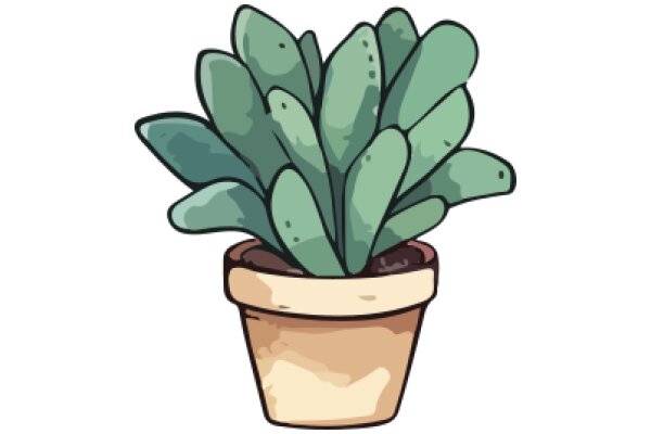 A Whimsical Illustration of a Cactus in a Pot