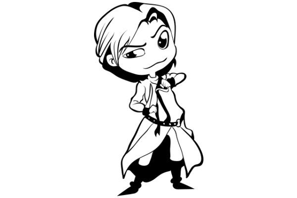 Stylish Cartoon Character: A Fashionable Figure in a White Coat and Black Boots