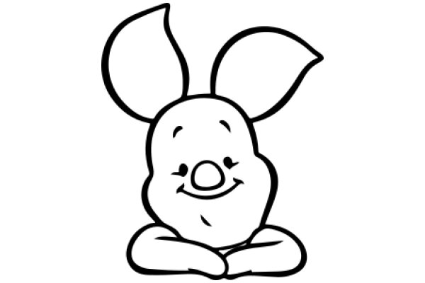 A Simple, Line Drawing of a Smiling Bunny