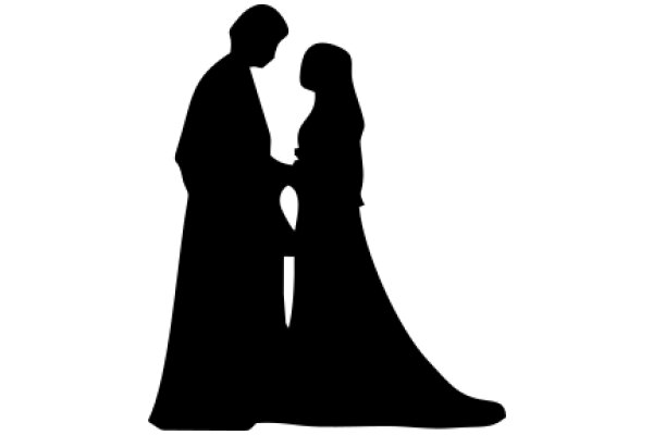 Silhouette of a Couple in a Silent Moment