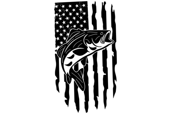 United States Flag with a Stylized Fish Silhouette