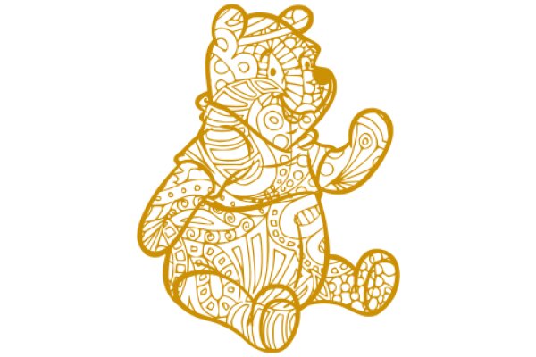 A Golden Teddy Bear with Intricate Patterns