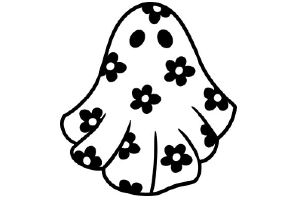 A Whimsical Illustration of a Flower-Patterned Ghost-like Figure