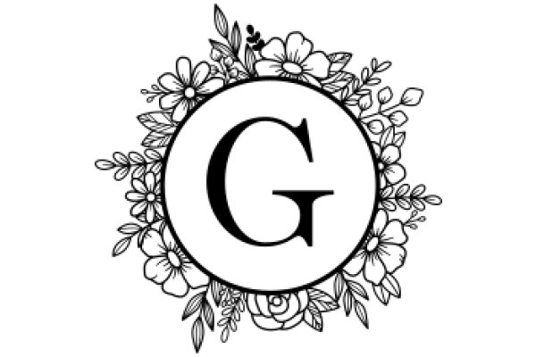 Stylized Floral Wreath with Letter G