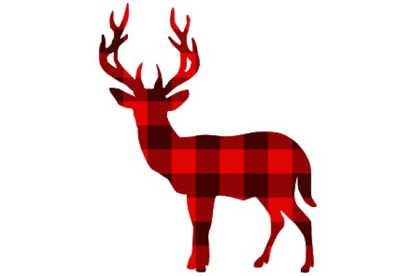 Stylized Red Deer with Antlers against White Background