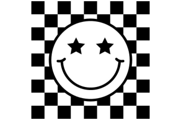 Smiling Emoji with Checkered Background