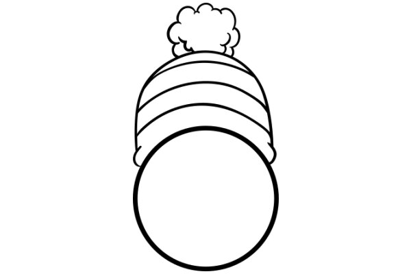 A Simple Line Drawing of a Hat with a Fluffy Top