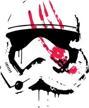 Stylized Artwork of a Stormtrooper Helmet with a Distressed Background