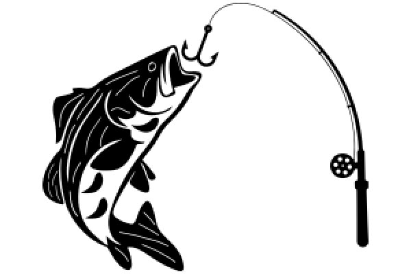 Fishing Adventure: A Silhouette of a Fish and Fishing Gear