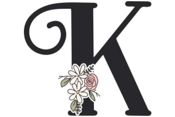 Stylized Letter K with Floral Decorations