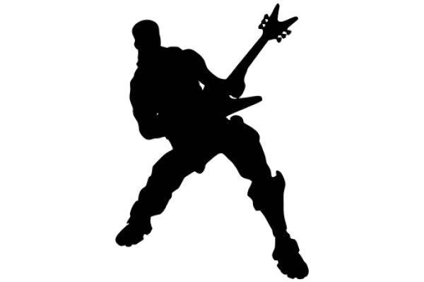 Silhouette of a Guitarist in a White Background