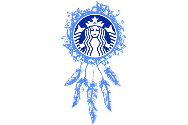 Stylized Starbucks Logo with Feather Decorations