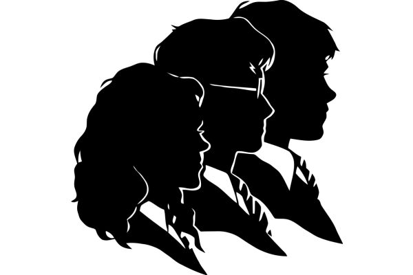 Silhouettes of Four People, Each with a Unique Expression, Against a White Background