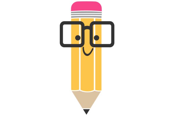 A Playful Pencil Character with a Pink Eraser and Glasses