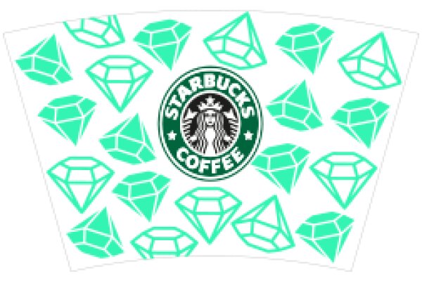 Starbucks Coffee Logo Surrounded by a Pattern of Green and Blue Diamonds