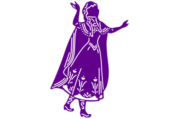 Stylized Purple Silhouette of a Woman in a Cloak