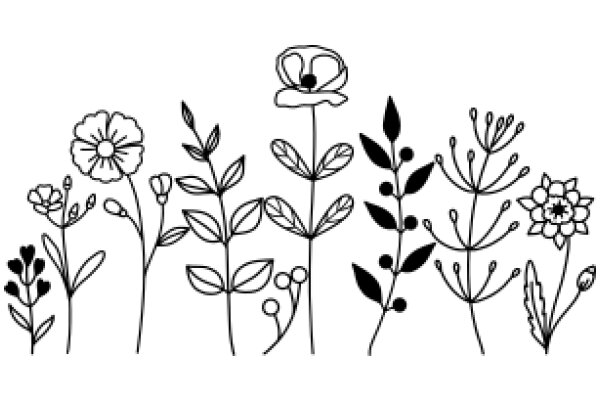 A Collection of Flower Line Drawings