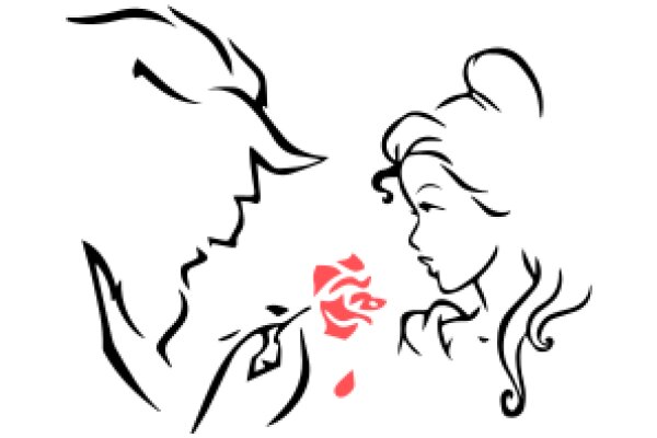 A Tender Moment: A Silhouette of a Couple Sharing a Rose