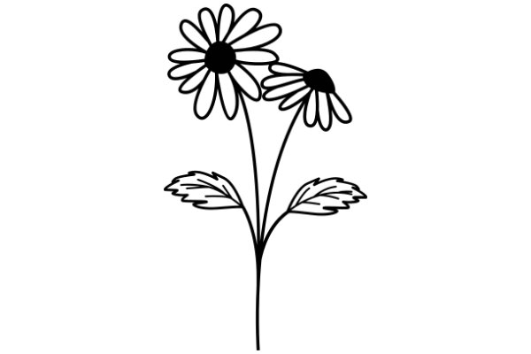 Simplicity in Nature: A Line Drawing of Daisies