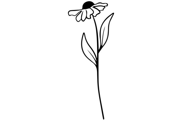 Simplistic Line Drawing of a Flower